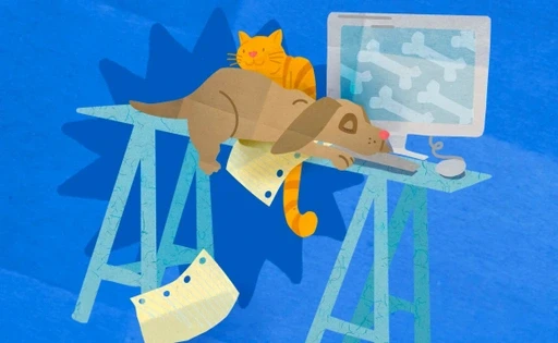 Travailler à la maison avec un animal de compagnie